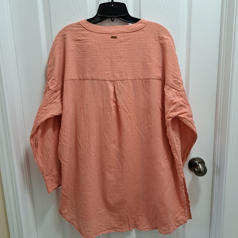 O'Neill Cotton Gauze Swim Cover Up Tunic Blouse Clay Orange Coral  Size Medium - Picture 12 of 14